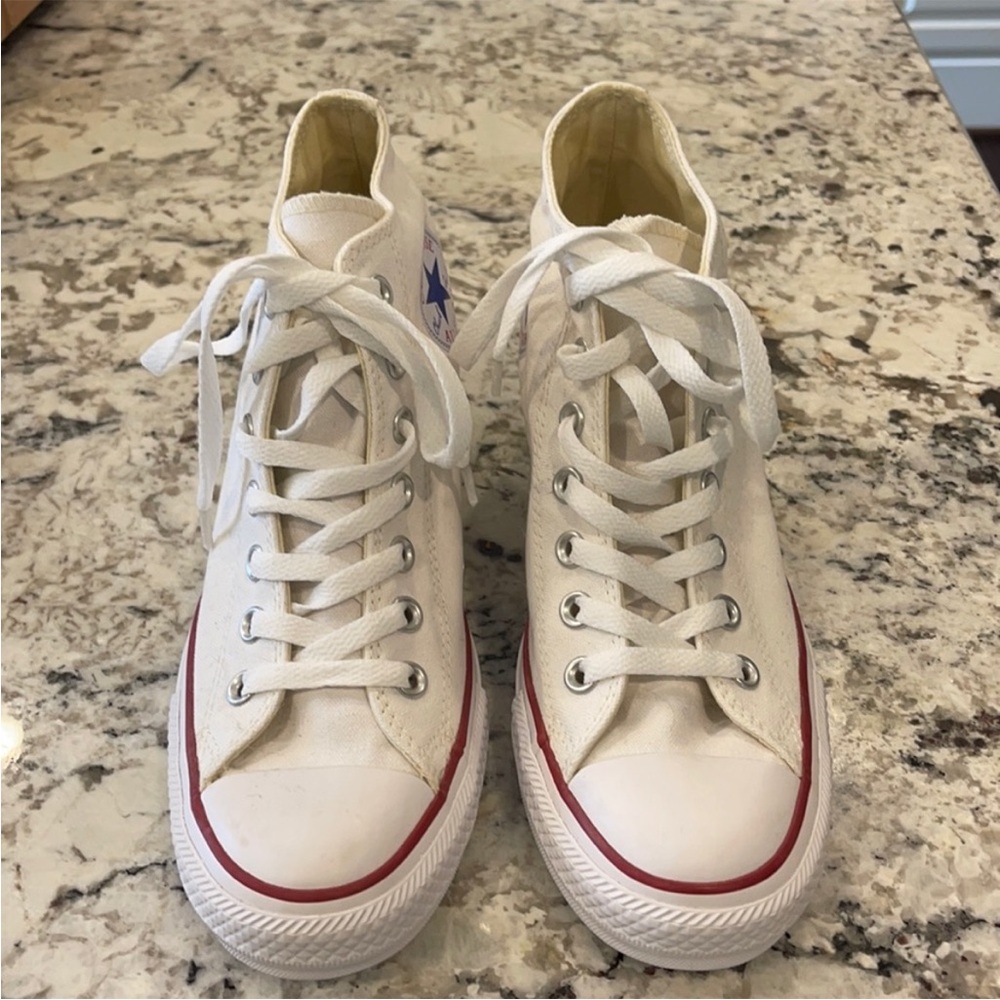 White Converse High Tops With Hidden Wedge